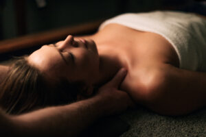 Woman support collagen with collagen‑focused treatment at Glen Ivy Hot Springs.